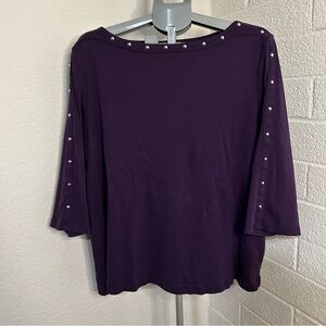 Quarter sleeve Blouse & Studs detail 100% Cotton Comfy lightweight |Karen Scott